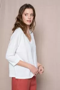 T-Shirt ample STUART en maille de Lin - Blanc