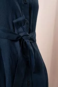 Robe chemise ceinturée SUZANNE en Lin - Encre