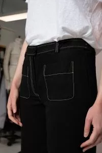 Pantalon droit SAGAN en Lyocell et Lin - Noir